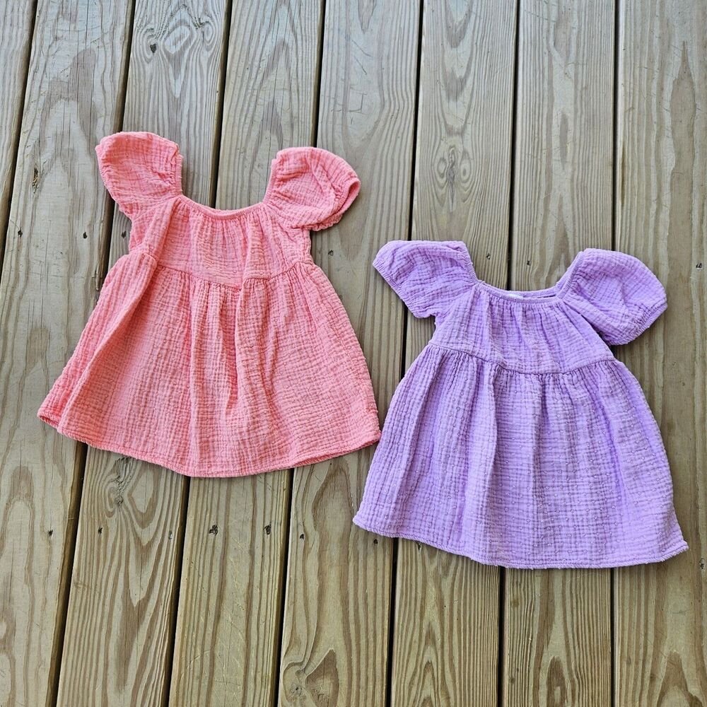 Wonder Nation Toddler Girl Swiss Dot Cotton Dresses Puffed Sleeve 18M